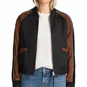 All Saints Black and Brown Bomber Jacket
